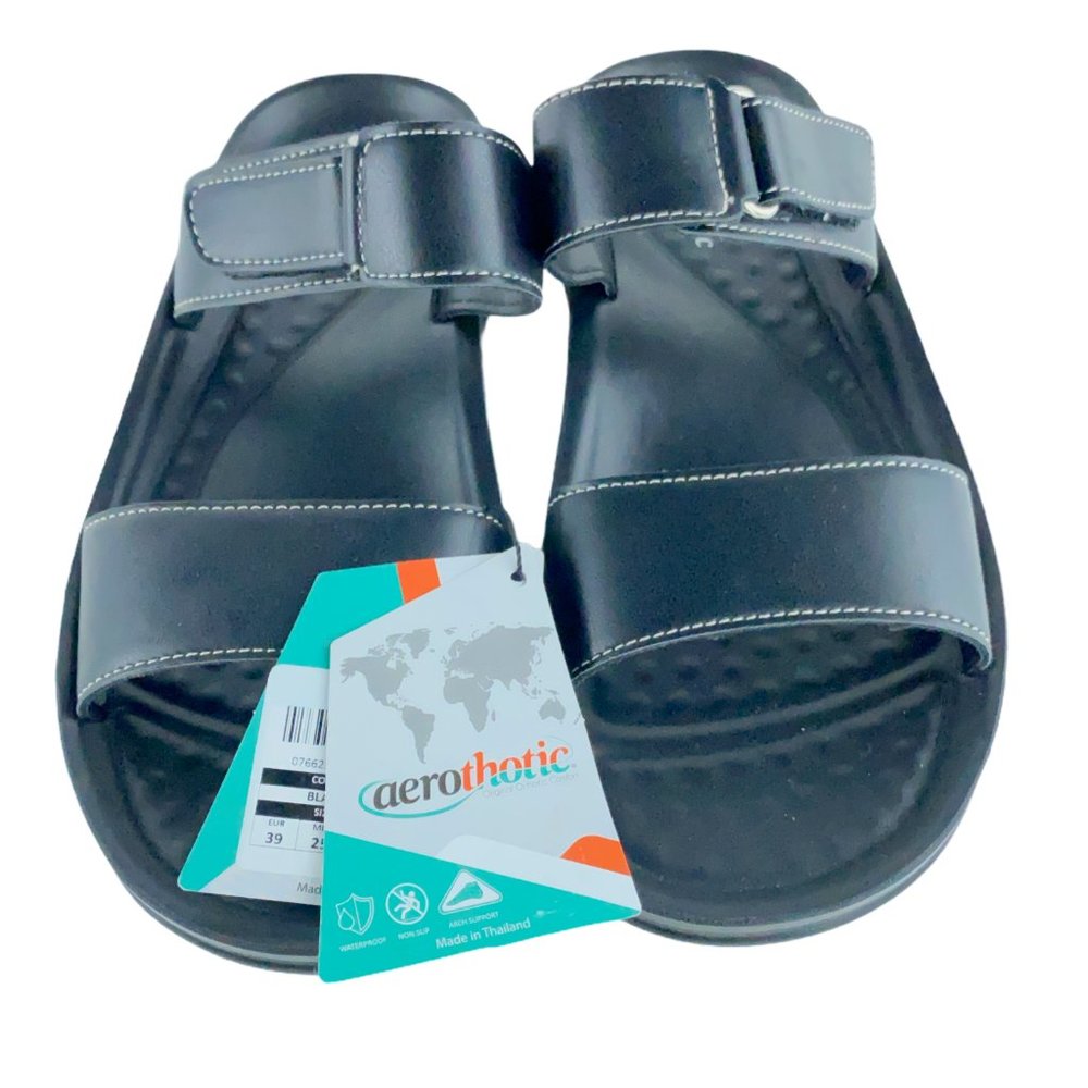 Aerothotic Rustic L0502 Womens Black Strappy Sandal Size W 9 EU 39 NEW - Picture 2 of 9